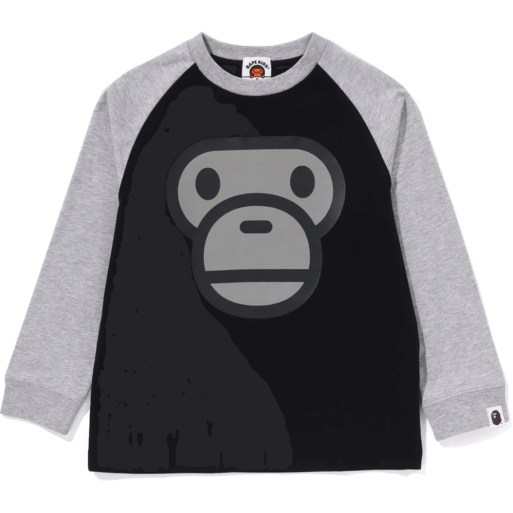 Bape MILO FACE RAGLAN LS TEE KIDS Black