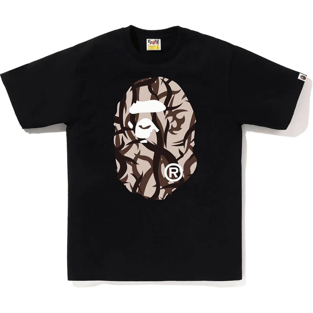 Bape Trial Camo Big Ape Head Tee Herre Svart X Beige