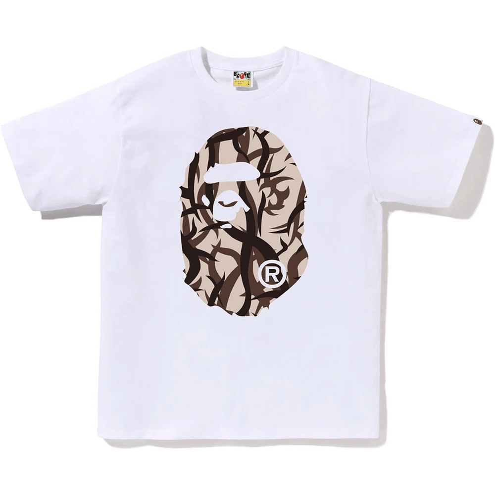 Bape Trial Camo Big Ape Head Tee Herre Hvit X Beige