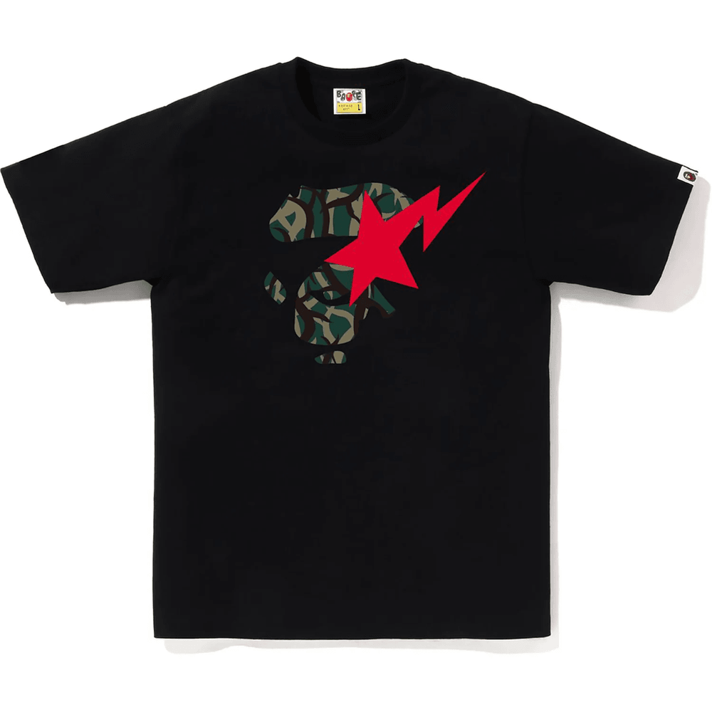 Bape Trial Camo Ape Face Sta Tee Mens Black X Green