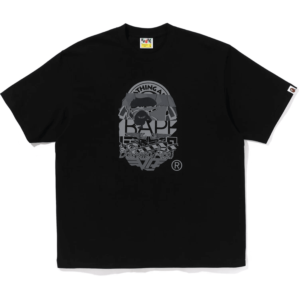 Bape Tričko S Uvoľneným Strihom A Viacerými Logami Hlavy Opice, Pánske, čierne