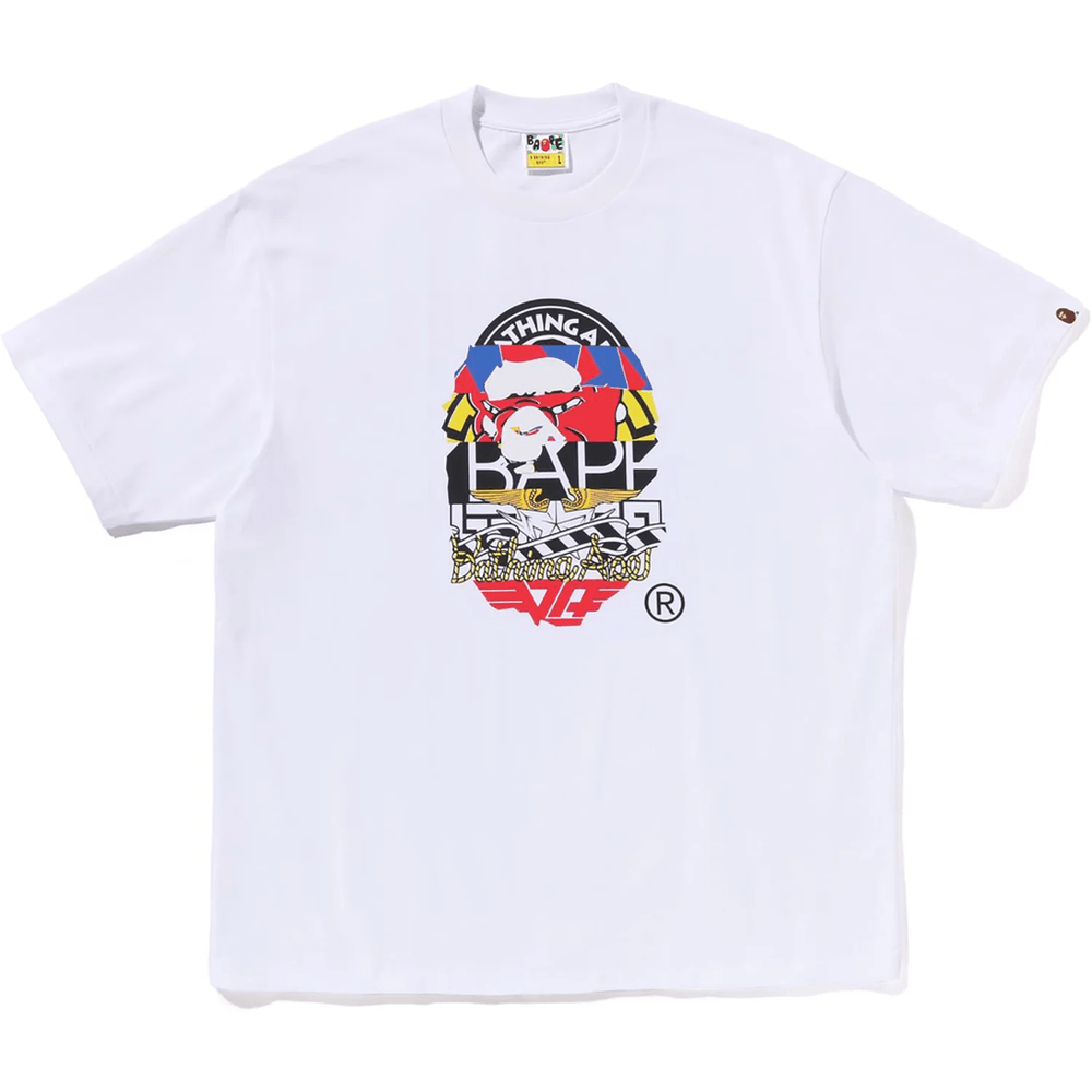 Bape Multi Logo Ape Head Tričko S Opičou Hlavou Voľného Strihu Pánske Biele
