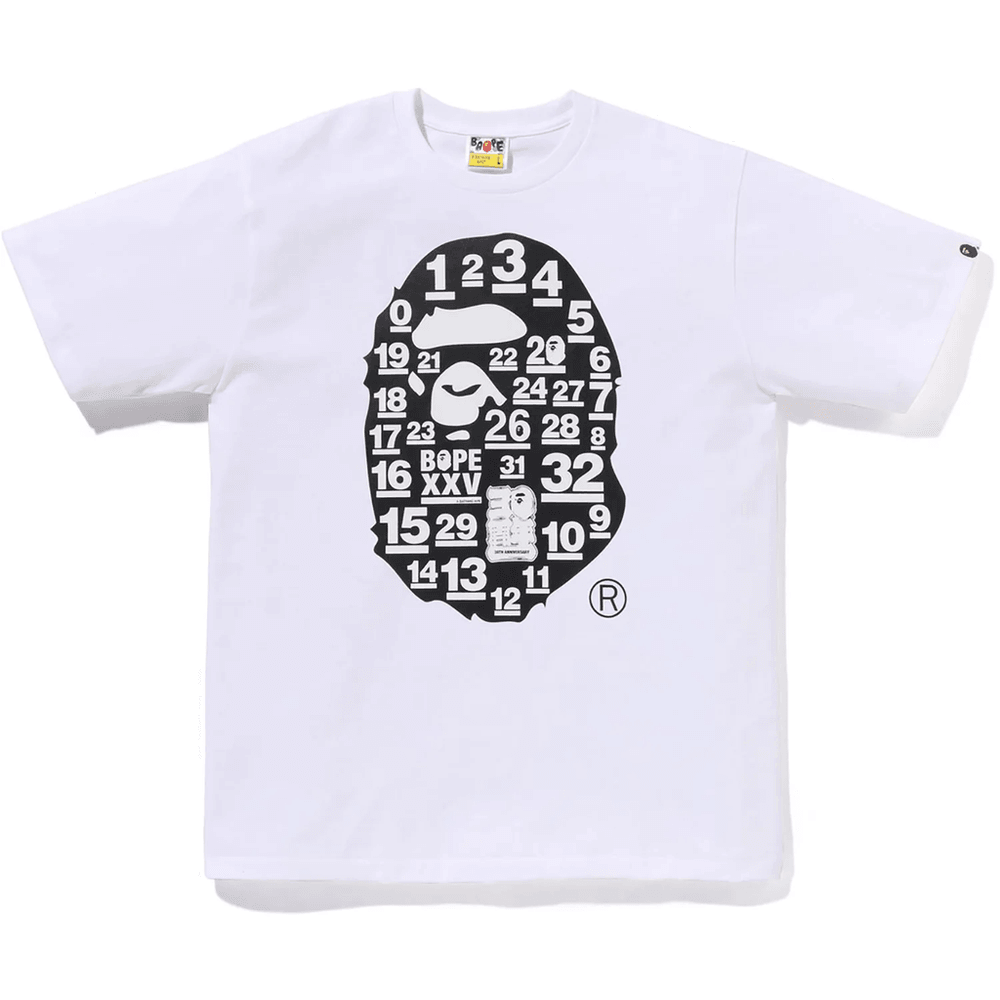 Bape A Bathing Ape 32-årsjubileum. Big Ape Head T-skjorte For Menn, Hvit