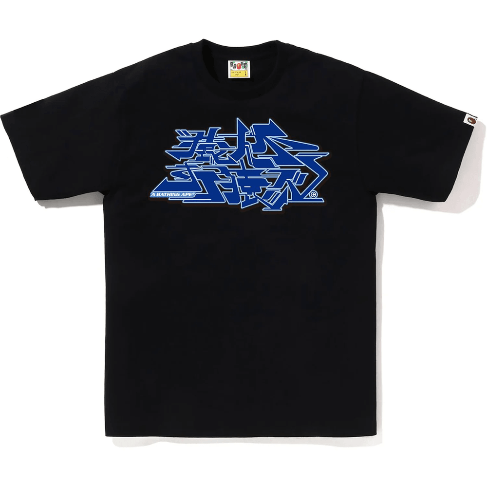 Bape Pánske ASNKA Kanji Graffiti Logo Tričko čierne X Modré
