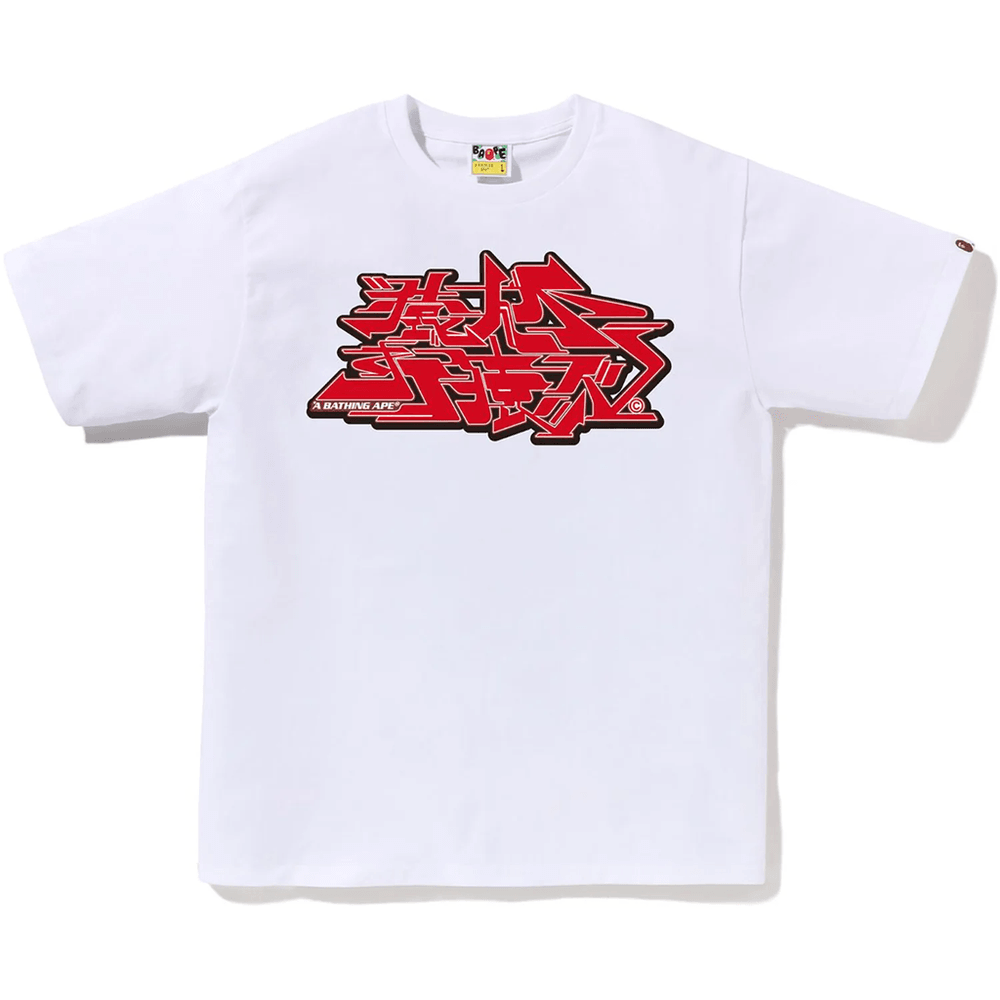 Bape Pánske Tričko Asnka Kanji Graffiti Logo Biele X červené