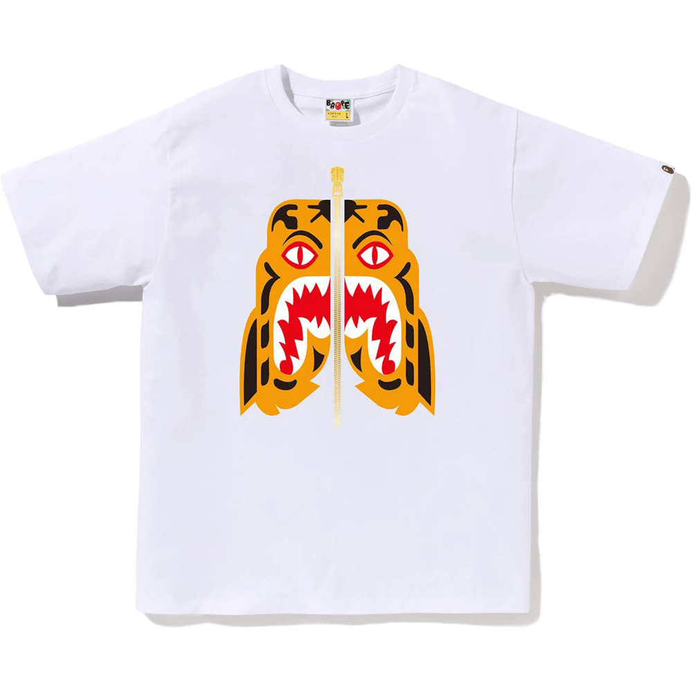 BAPE MENS COLORS TIGER HEAD T-SHIRT White
