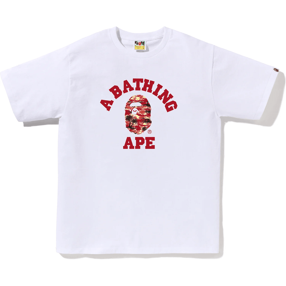 Pánske Tričko BAPE Palm Tree Camo College Bielo-červené