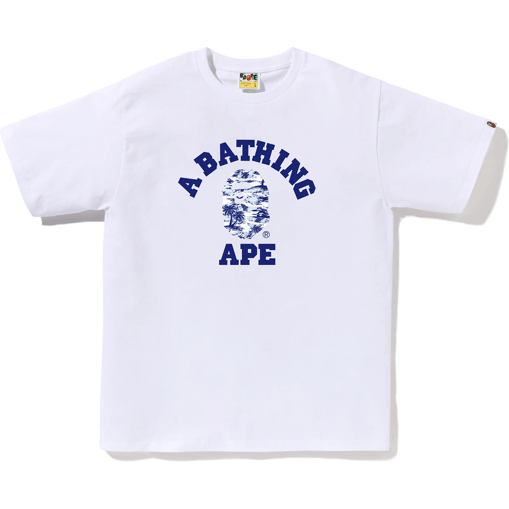 BAPE Herren Palm Tree Camo College T-Shirt Weiß X Blau