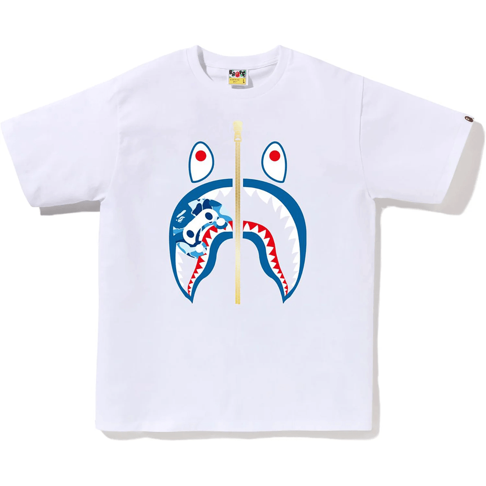 Bape Camiseta Masculina Abc Camo Milo Shark Branco X Azul