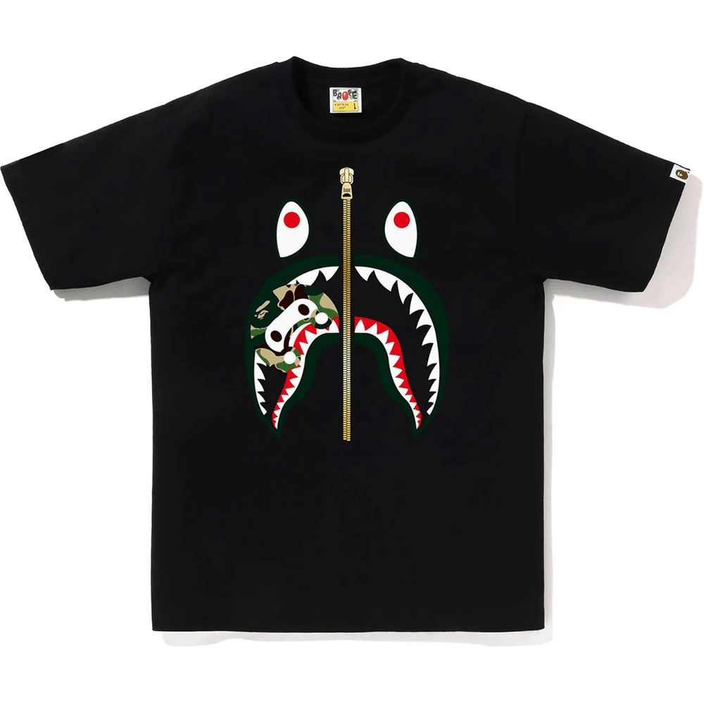 Męska Koszulka Bape Abc Camo Milo Shark Czarno-zielona