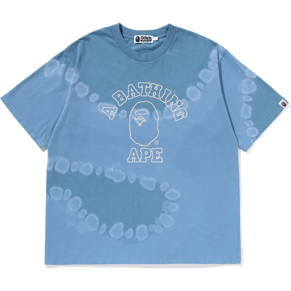 Bape HAND DYE COLLEGE RELAXED FIT TEE MENS Blue