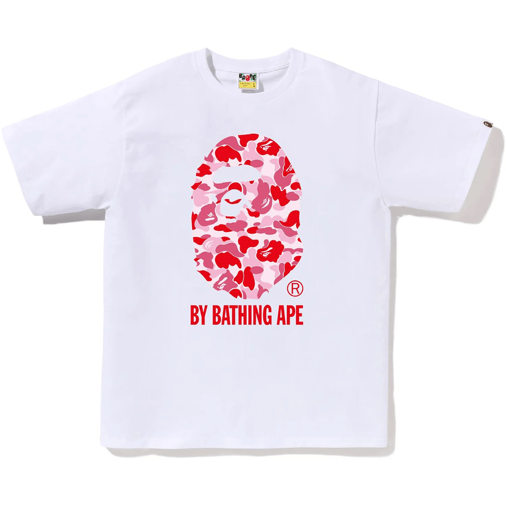 Bape Moška Abc Camo Majica S Kratkimi Rokavi Znamke Bathing Ape, Bela X Roza