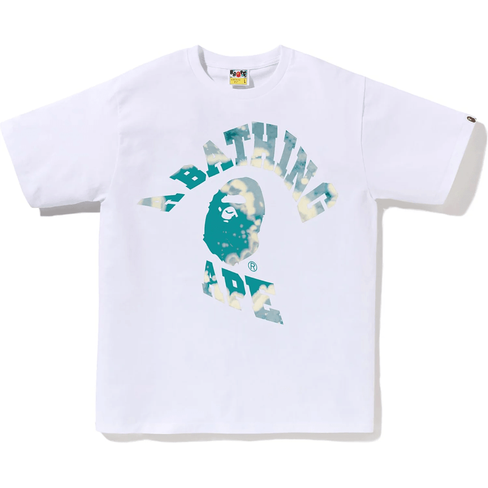 Bape Moška Majica S Kratkimi Rokavi S Potiskom Tie-dye In Zasukom, Bela