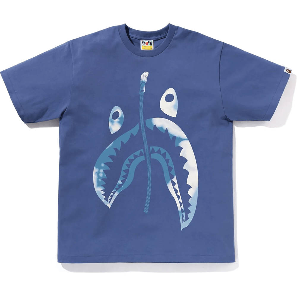 Bape Moška Majica Z Zasukom In Motivom Morskega Psa, Mornarsko Modra