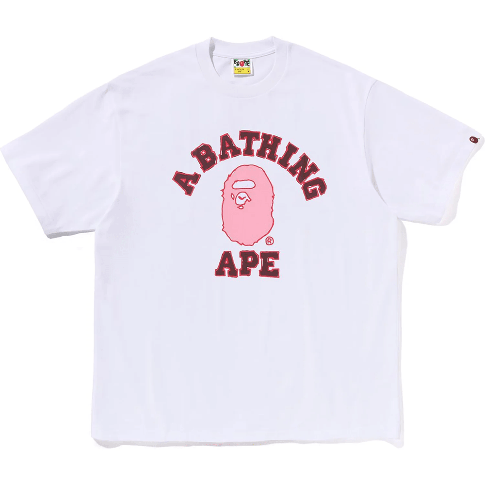Bape Moška Ročno Risana Majica Sproščenega Kroja Bela