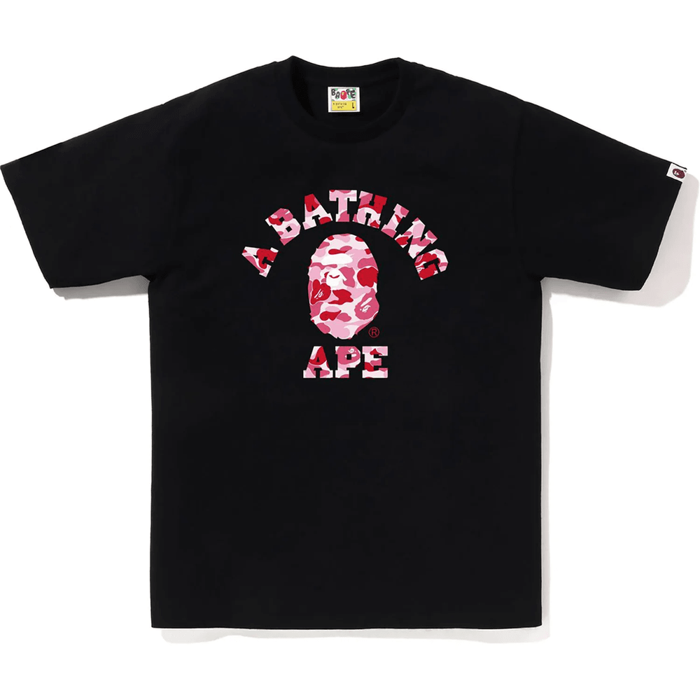 Camiseta Bape Abc Camo College Masculina Preta X Rosa