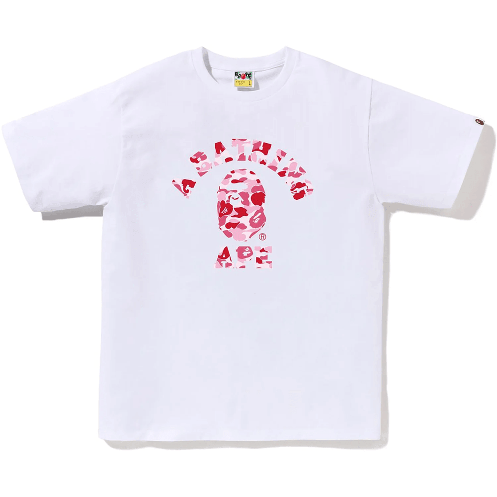 Camiseta BAPE ABC Camo College Masculina Branco X Rosa