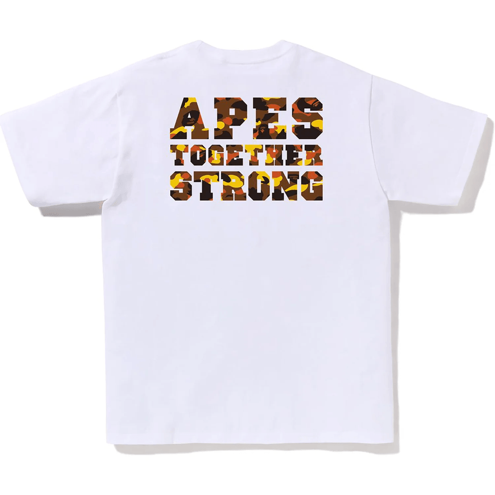 Bape 1st Camo College ATS Majica Za Muškarce, Bela Sa Narandžastom