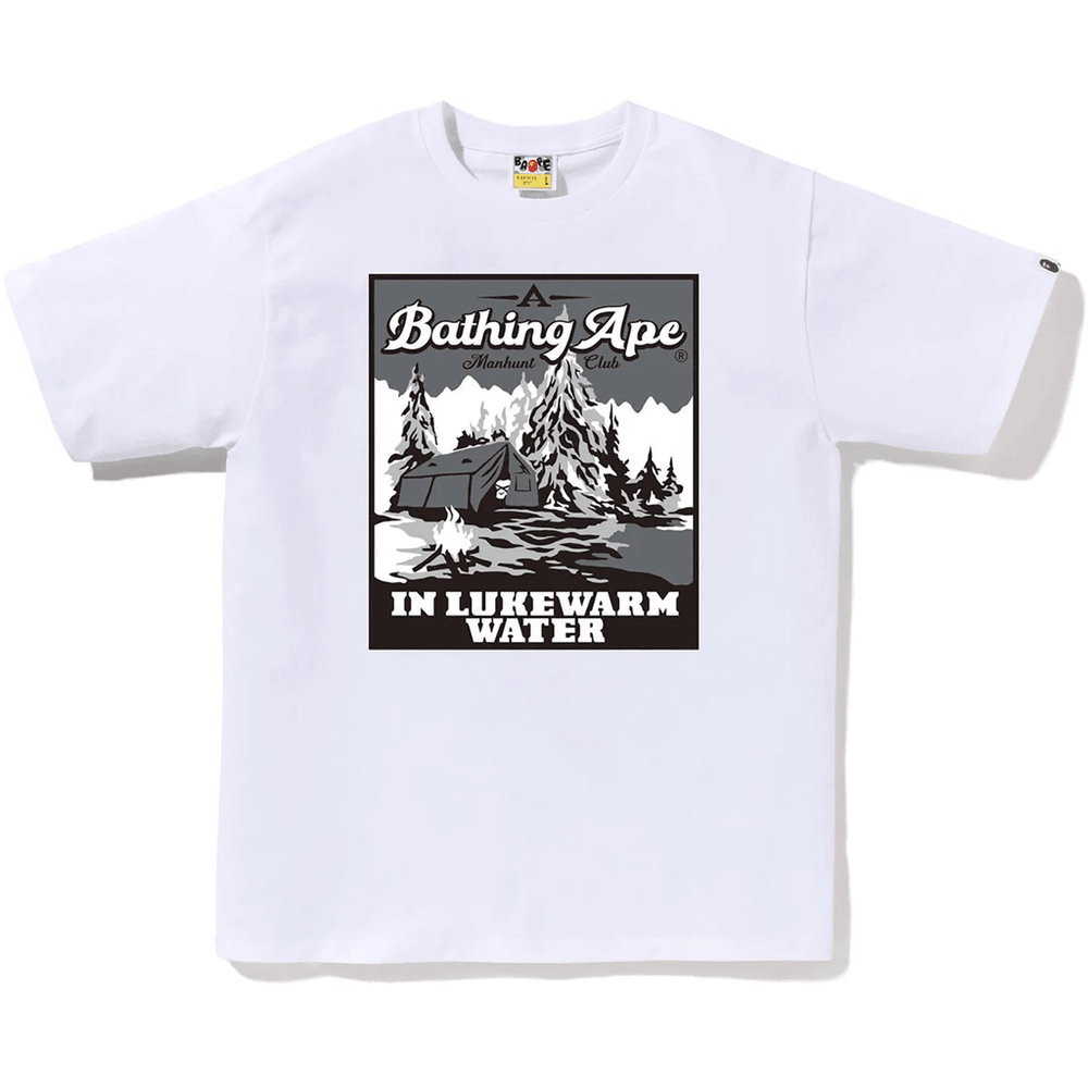 Bape Herre A Bathing Ape Base Camp T-skjorte Hvit