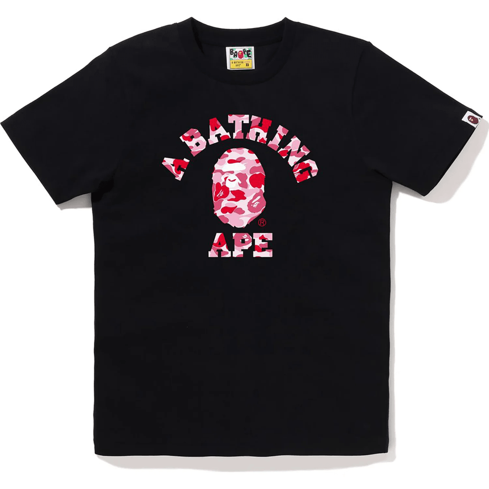 Bape Abc Camo College Majica ženska črna X Roza