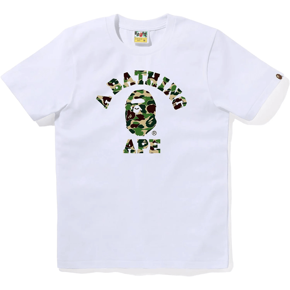 Bape Abc Camo College Majica Za ženske, Bela X Zelena