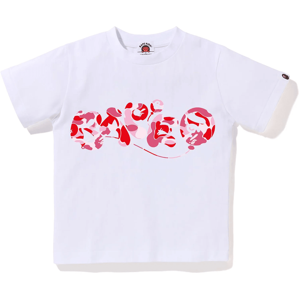 ABC CAMO BAPE BALLOON TEE KIDS White X Pink