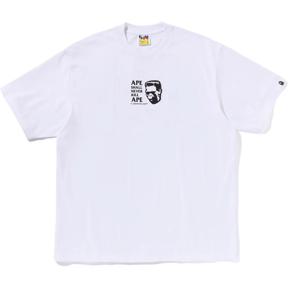 Frankenstein Bape Logo Relaxed Fit Tričko Pánske Biele