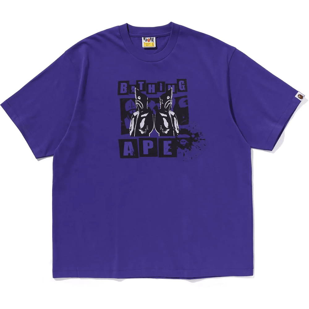 Kaos Longgar Bape Logo Graffiti #2 Pria Ungu