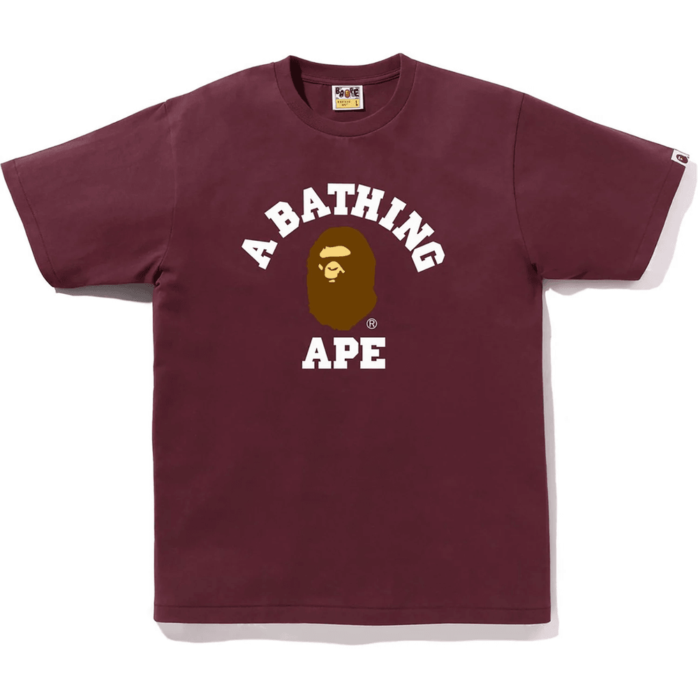 Bape College Tričko Pánske Burgundy