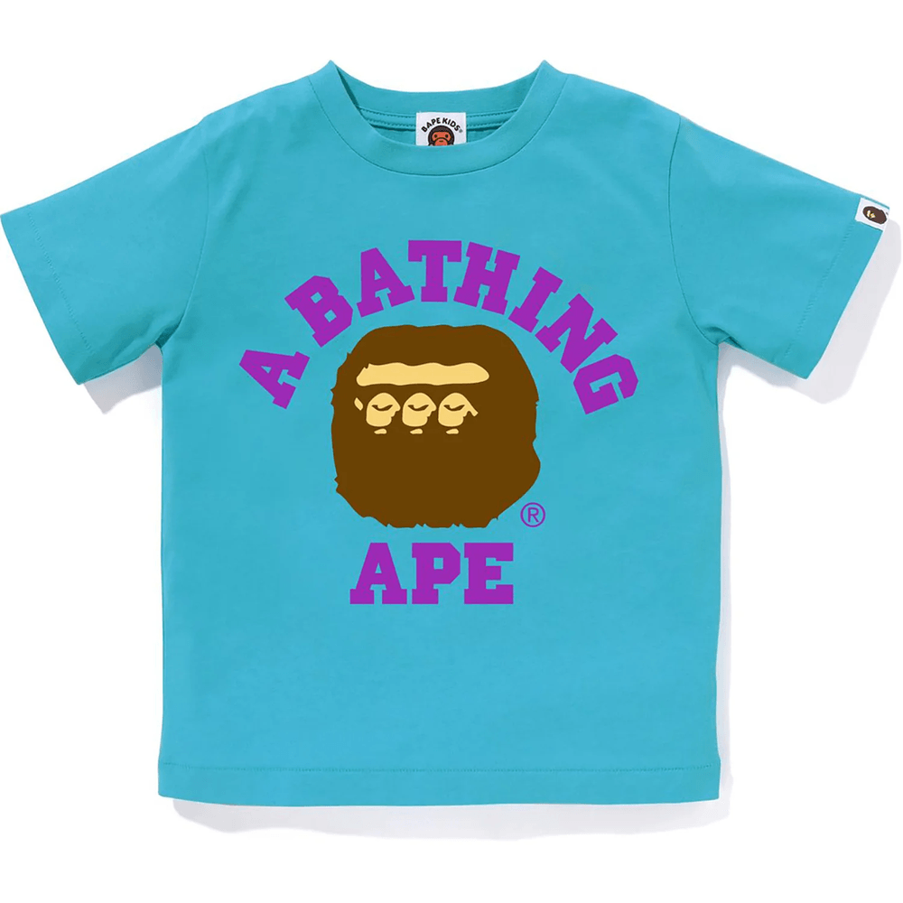 Bape Triple College Majica Za Otroke, Modra
