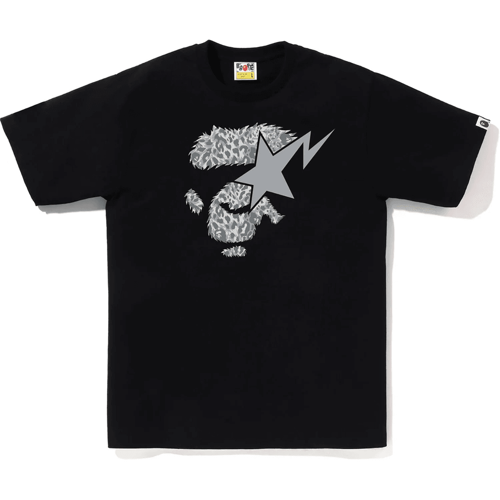 BAPE Vad Leopárdmintás Majom Arc STA Póló Fekete Férfi