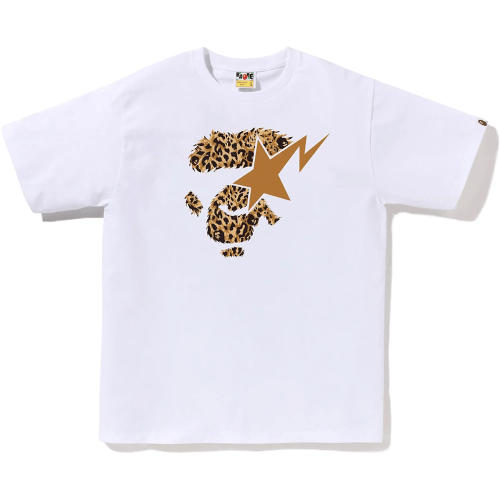 Bape Vad Leopárdmintás Majomfej Sta Póló Férfi Fehér