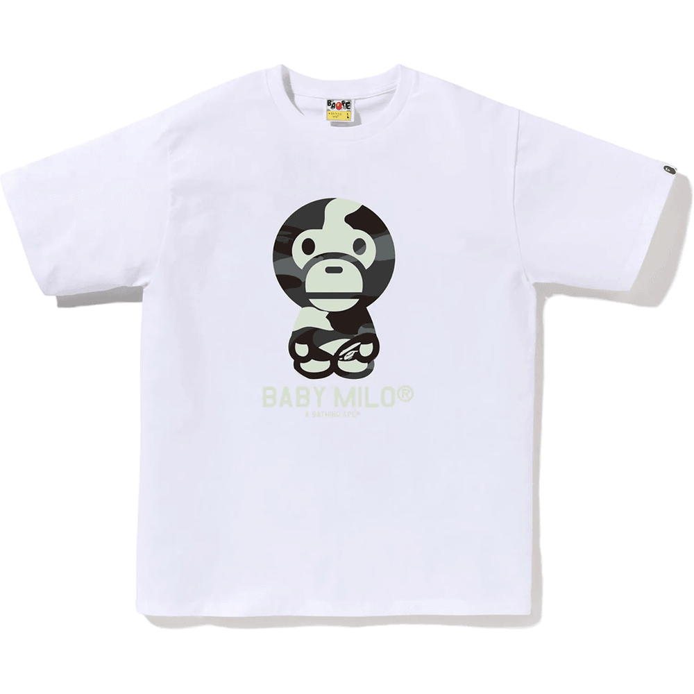 Bape'i Linna Kamuflaaž Baby Milo T-särk, Meeste Valge