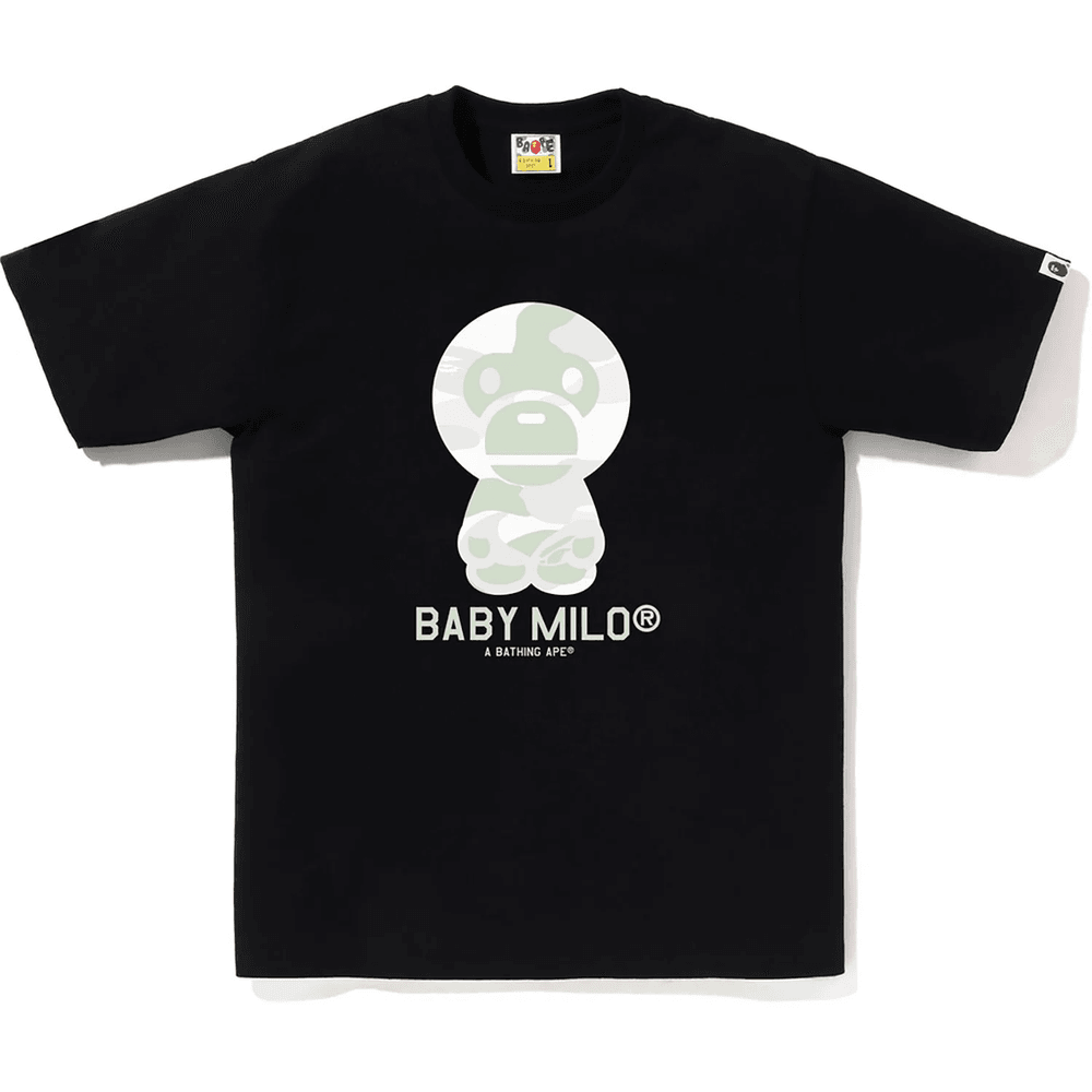 Bape'i Linna Kamuflaaž Baby Milo T-särk, Meeste, Must