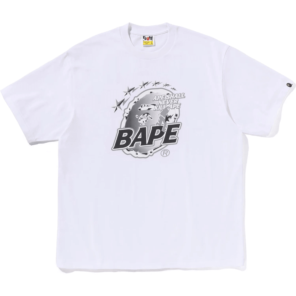 Bape Metal Ape Head Lõdva Lõikega T-särk Meestele, Valge
