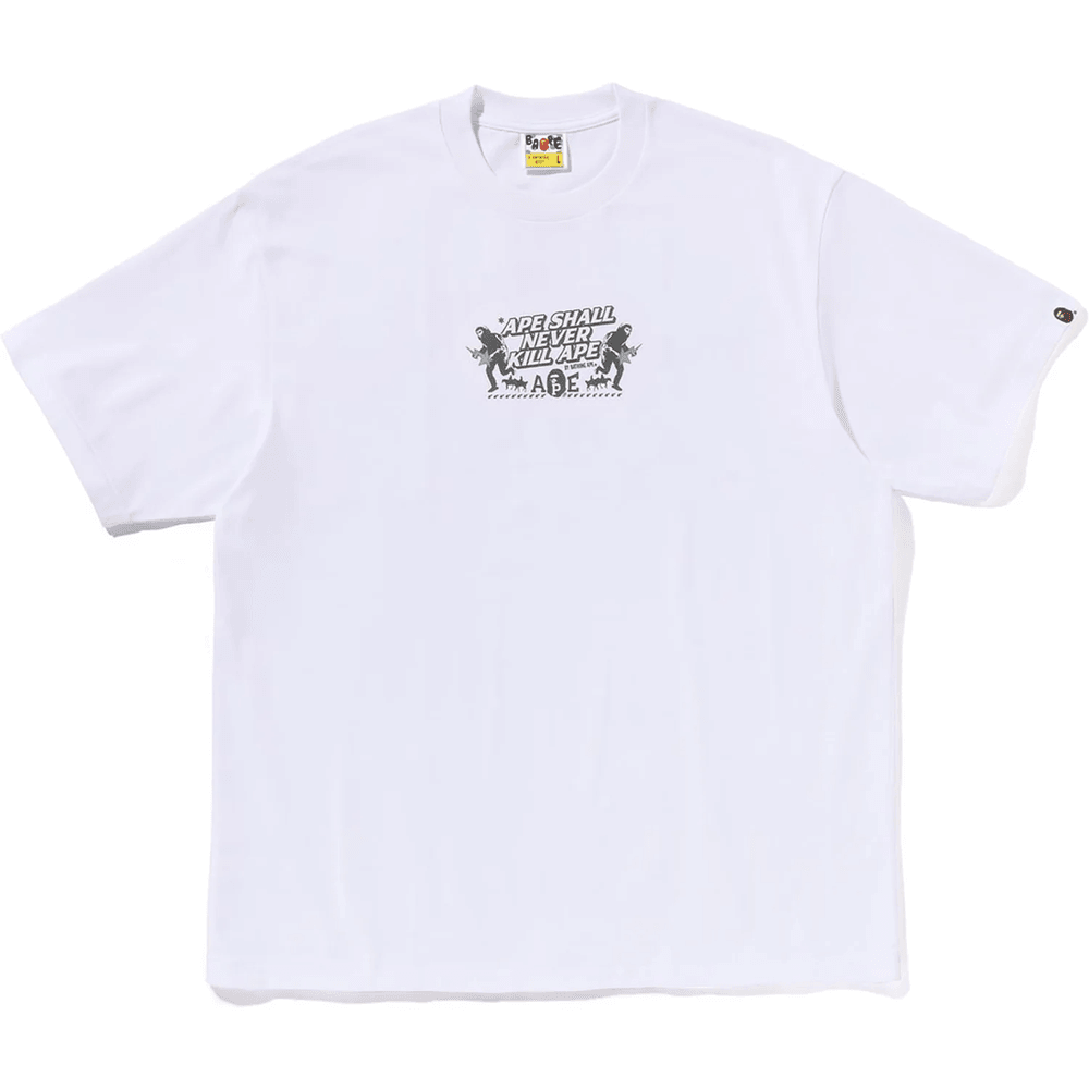 تیشرت آستین کوتاه اسلوگان BAPE مدل راحت مردانه سفید