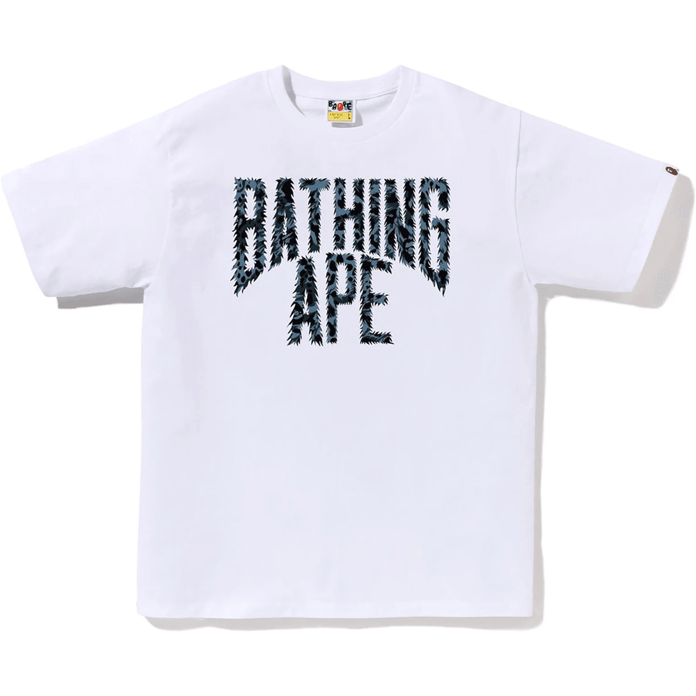 Bape Metsik Leopardimustriga NYC Logo T-särk Meestele, Valge X Tumesinine