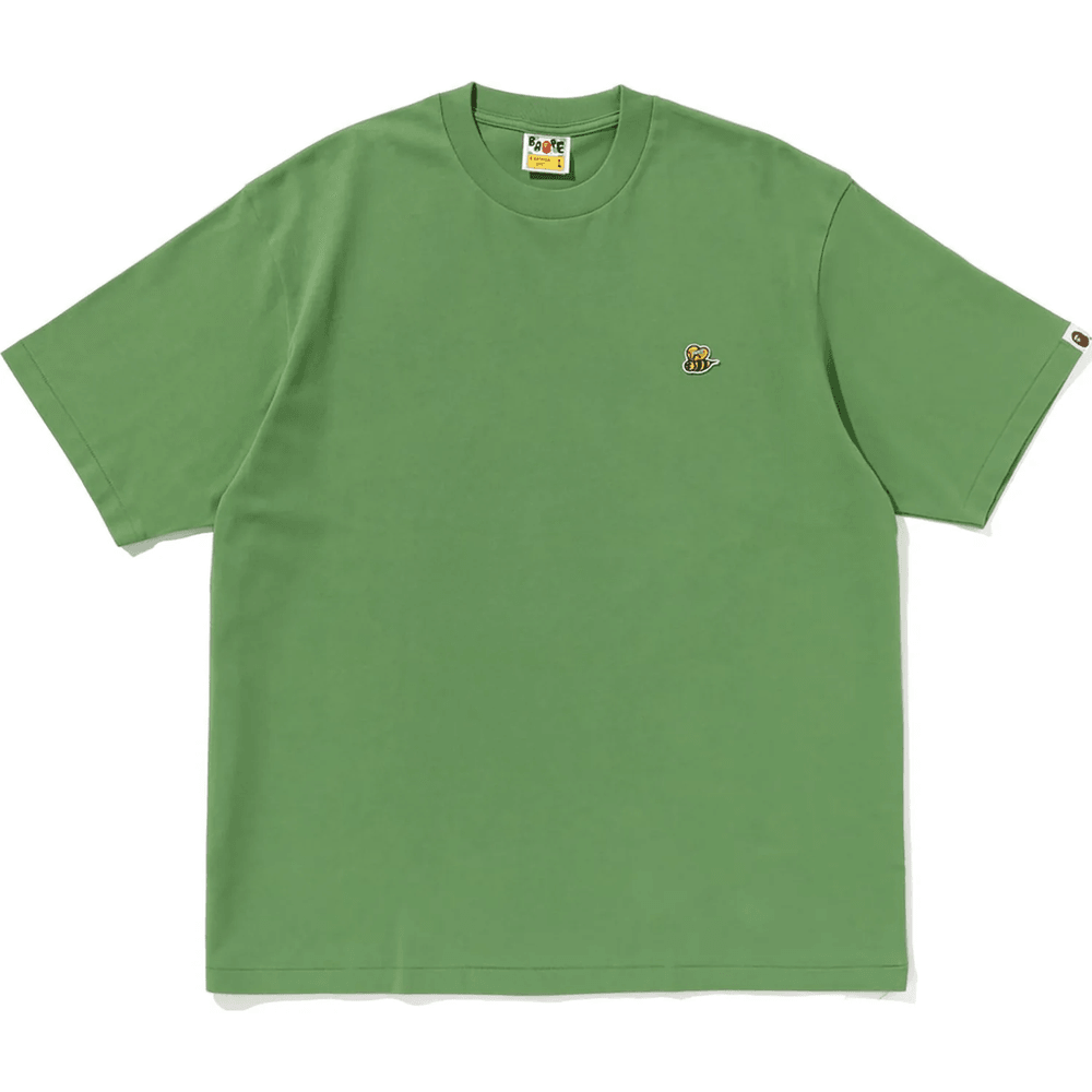 تیشرت سبز مردانه BAPE BEE با برش ریلکس و طرح تک نقطه