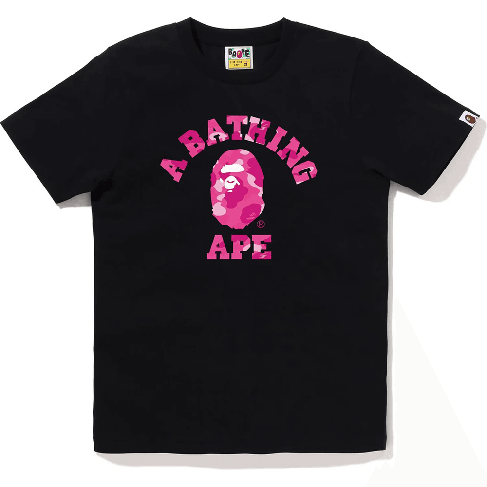 Bape Värviline Camo Kolledži T-särk Naistele, Must X Roosa