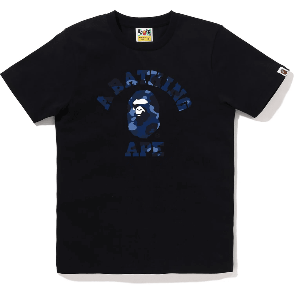 Bape Color Camo College Tee Naiste Must X Mereväe