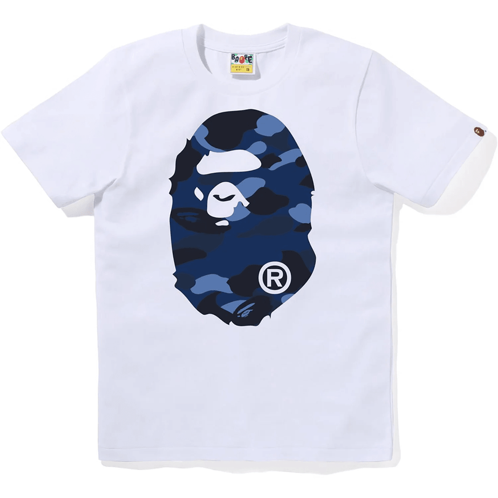 T-shirt BAPE Color Camo Big Ape Head Pour Femmes, Blanc X Marine
