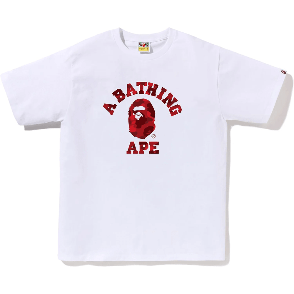 Bape COLOR CAMO COLLEGE TEE MENS White X Red