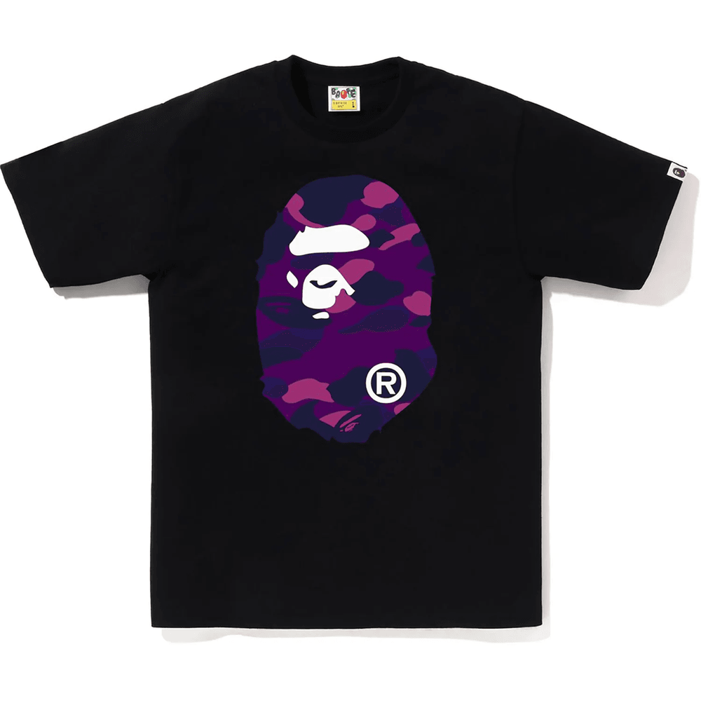 Bape COLOR CAMO BIG APE HEAD TEE MENS Black X Purple