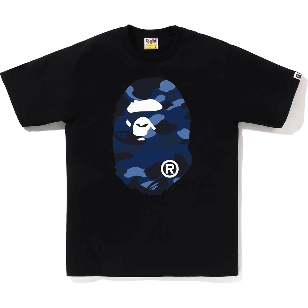 Bape COLOR CAMO BIG APE HEAD TEE MENS Black X Navy