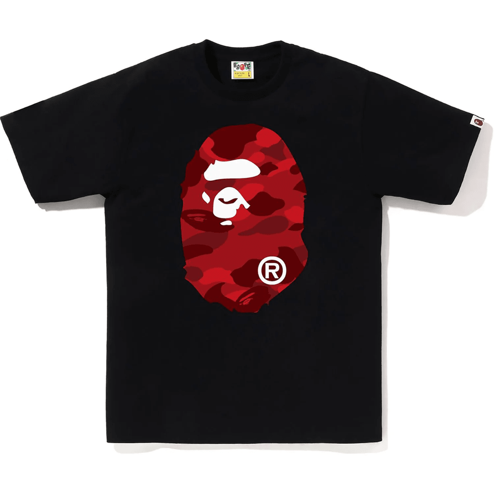 Bape COLOR CAMO BIG APE HEAD TEE MENS Black X Red