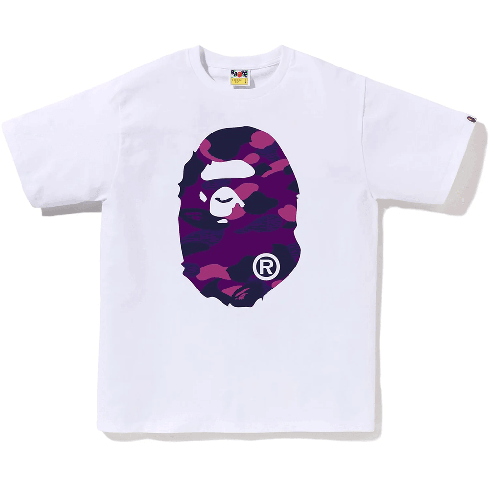 Bape COLOR CAMO BIG APE HEAD TEE MENS White X Purple
