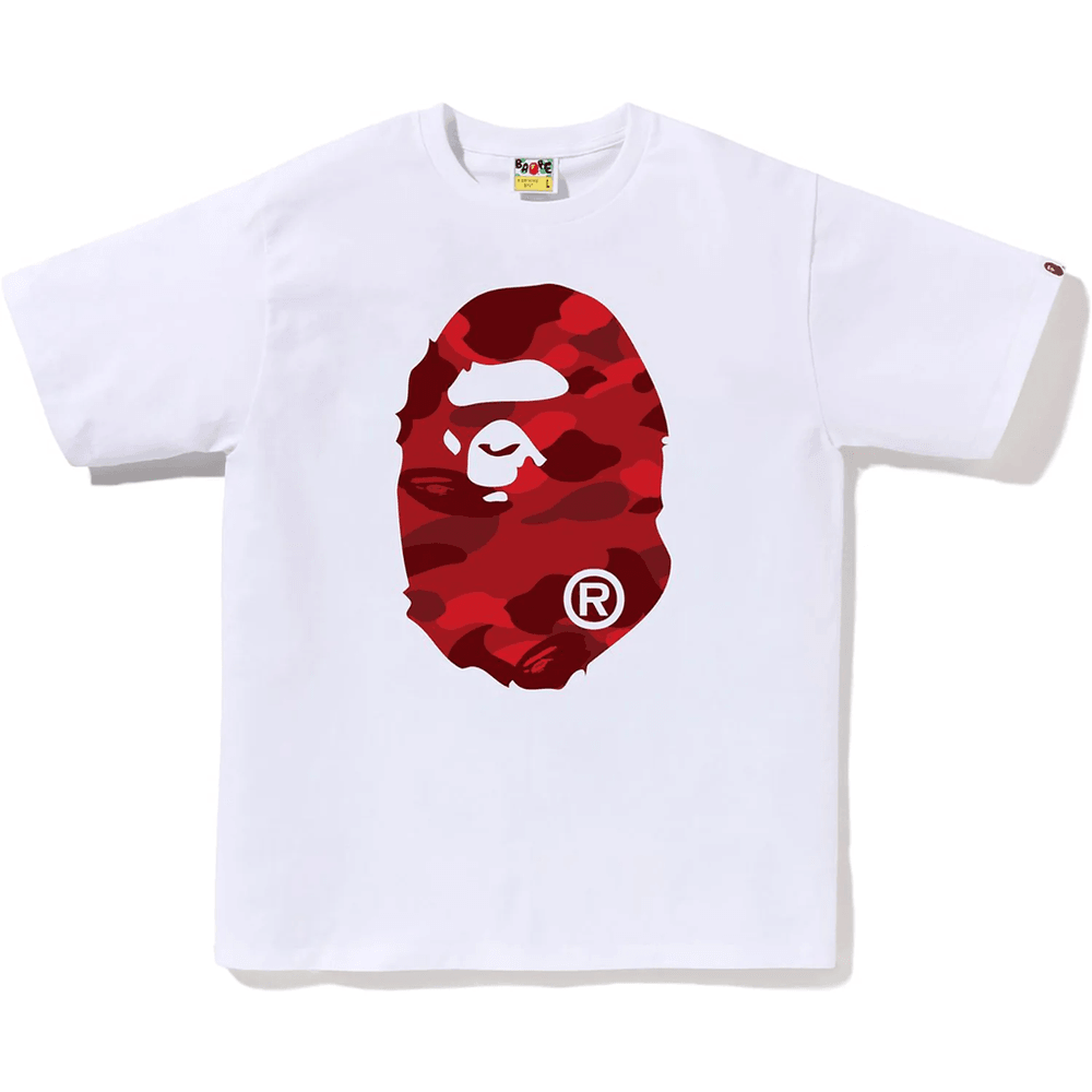 Bape COLOR CAMO BIG APE HEAD TEE MENS White X Red