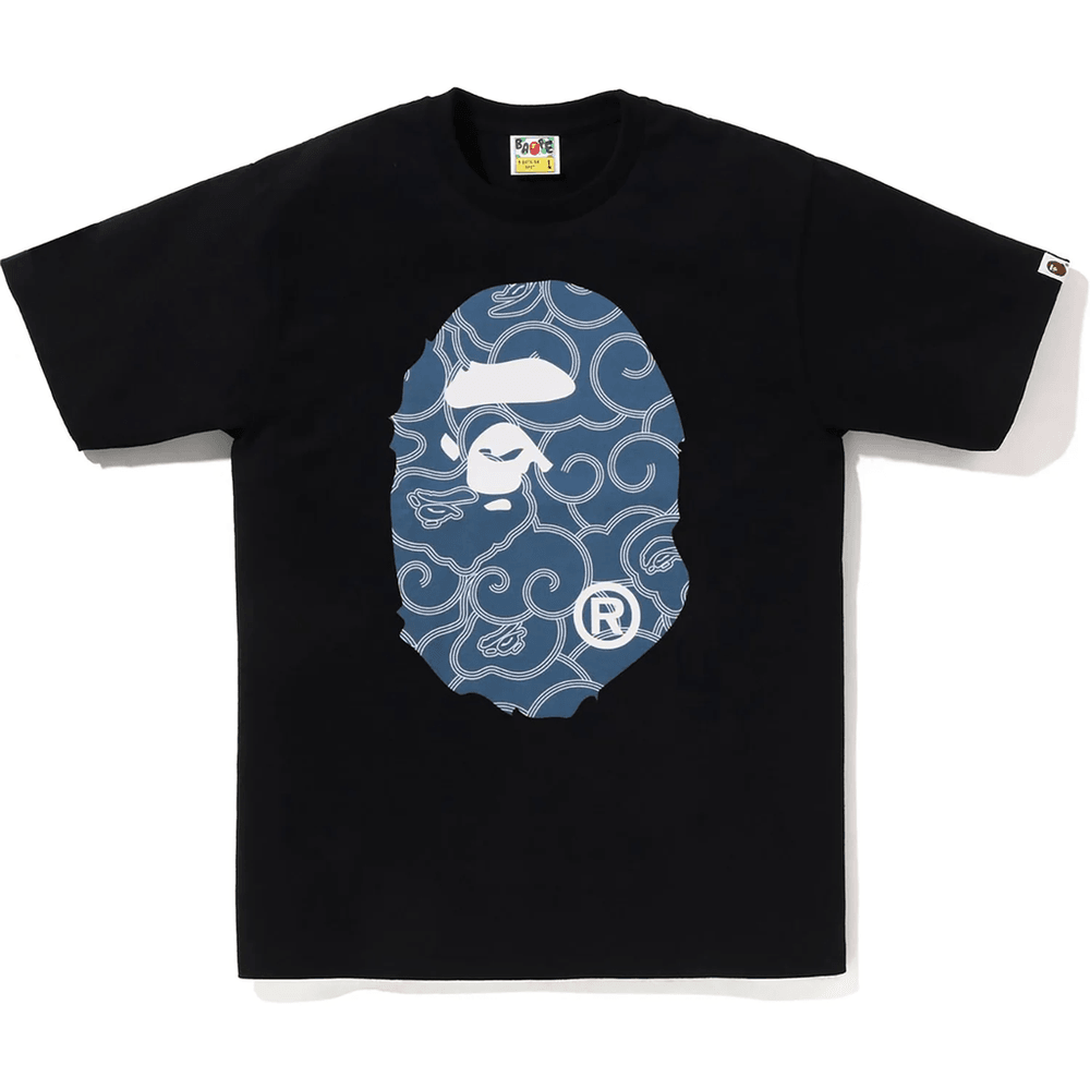 Bape JAPANESE CLOUD CAMO BIG APE HEAD TEE MENS Black