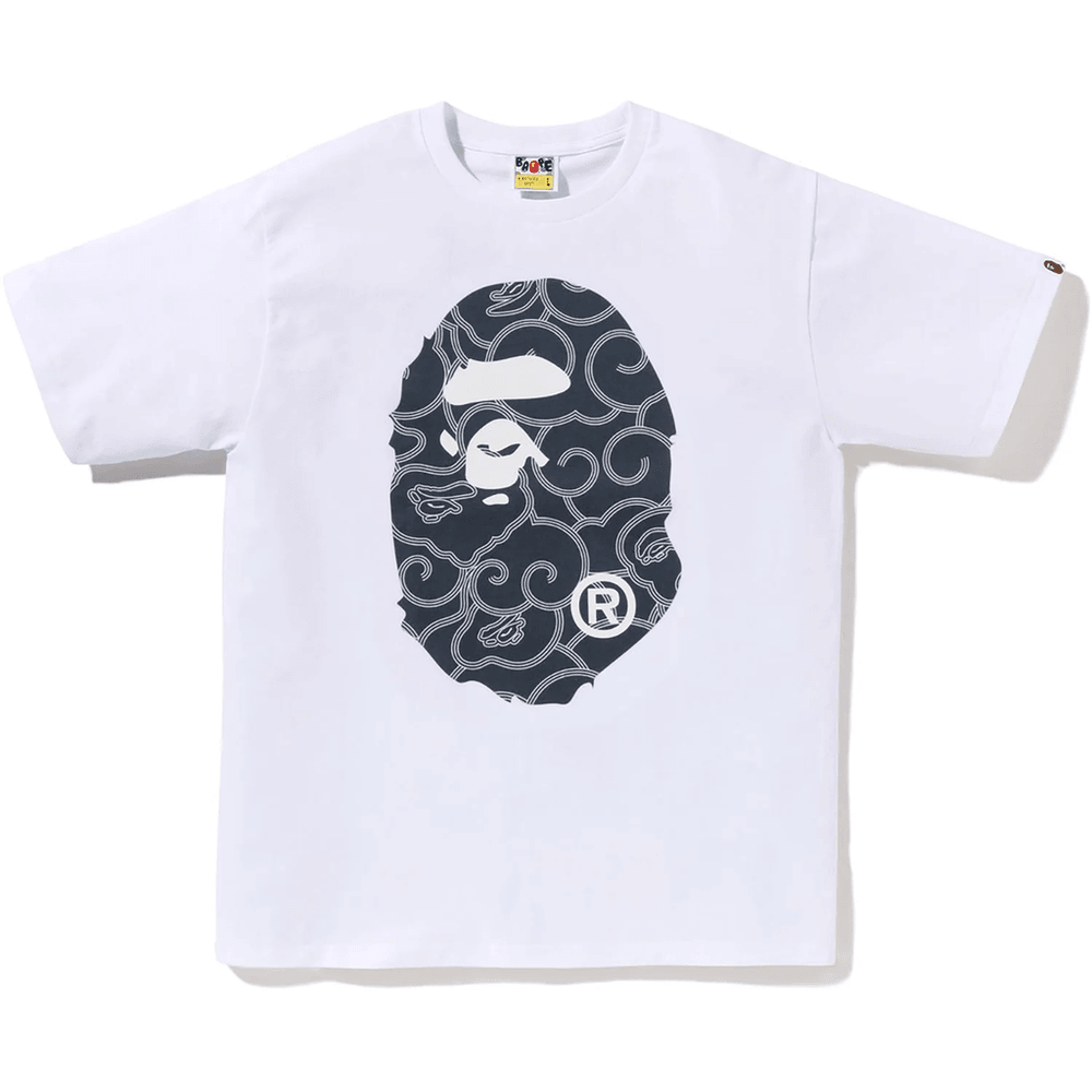 Bape JAPANESE CLOUD CAMO BIG APE HEAD TEE MENS White