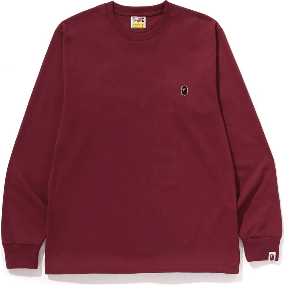 Bape ONE POINT LS TEE MENS Burgundy